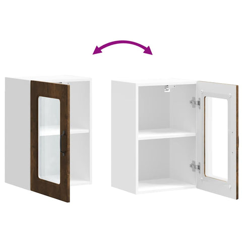 vidaXL Kitchen Wall Cabinet with Glass Door Kalmar Smoked Oak Engineered Wood