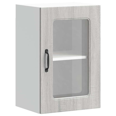 vidaXL Kitchen Wall Cabinet with Glass Door Kalmar Grey Sonoma Engineered Wood