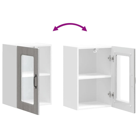 vidaXL Kitchen Wall Cabinet with Glass Door Kalmar Grey Sonoma Engineered Wood