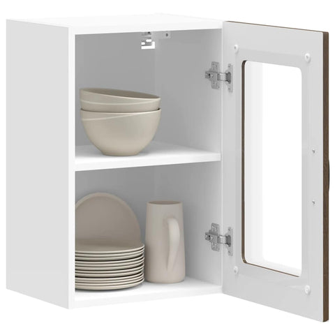 vidaXL Kitchen Wall Cabinet with Glass Door Kalmar Brown Oak Engineered Wood