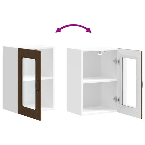 vidaXL Kitchen Wall Cabinet with Glass Door Kalmar Brown Oak Engineered Wood