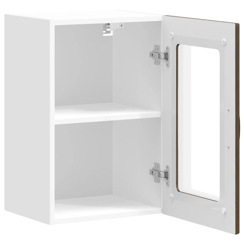 vidaXL Kitchen Wall Cabinet with Glass Door Kalmar Brown Oak Engineered Wood