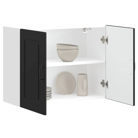 vidaXL Kitchen Wall Cabinet Kalmar Black Engineered Wood