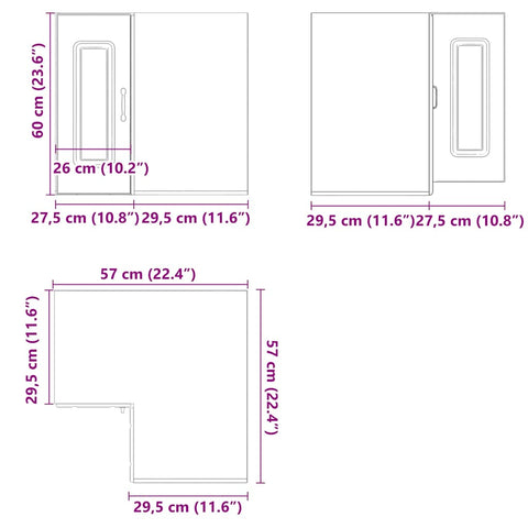 vidaXL Kitchen Wall Corner Cabinet Kalmar Artisan Oak Engineered Wood