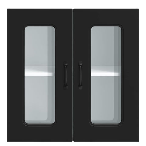 vidaXL Kitchen Wall Cabinet with Glass Door Kalmar Black Engineered Wood