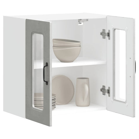 vidaXL Kitchen Wall Cabinet with Glass Door Kalmar Concrete Grey Engineered Wood