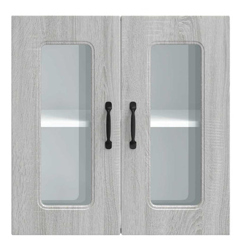 vidaXL Kitchen Wall Cabinet with Glass Door Kalmar Grey Sonoma Engineered Wood