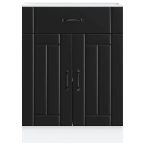 vidaXL Kitchen Base Cabinet Lucca Black Engineered Wood