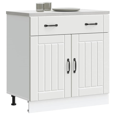 vidaXL Kitchen Base Cabinet Lucca White Engineered Wood