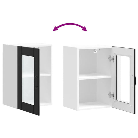 vidaXL Kitchen Wall Cabinet with Glass Door Lucca Black