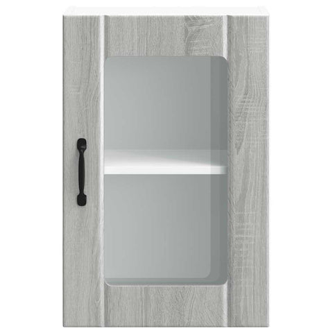vidaXL Kitchen Wall Cabinet with Glass Door Lucca Grey Sonoma