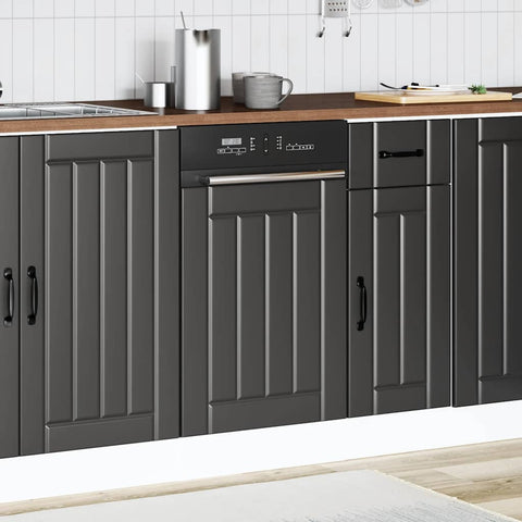 vidaXL Dishwasher Panel Lucca Black Engineered Wood