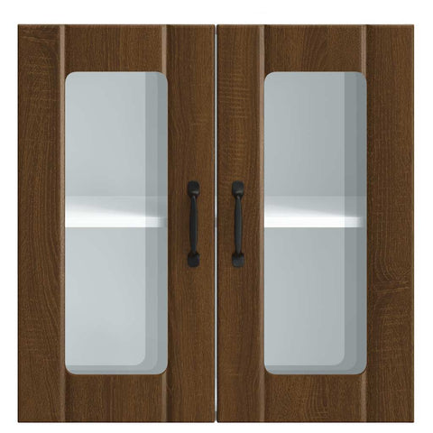 vidaXL Kitchen Wall Cabinet with Glass Door Lucca Brown Oak Engineered Wood