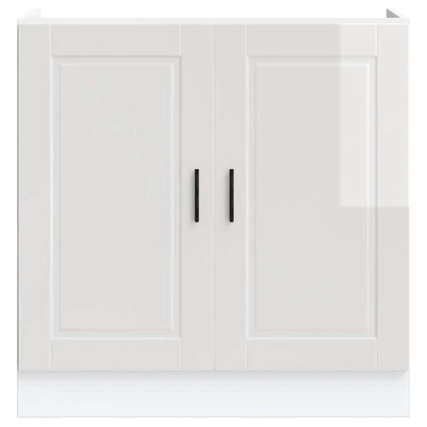 vidaXL Sink Base Cabinet "Porto" High Gloss White 80x46x81.5 cm Engineered Wood
