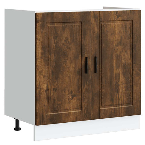 vidaXL Sink Base Cabinet "Porto" Smoked Oak 80x46x81.5 cm Engineered Wood