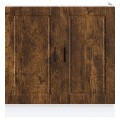 vidaXL Sink Base Cabinet "Porto" Smoked Oak 80x46x81.5 cm Engineered Wood