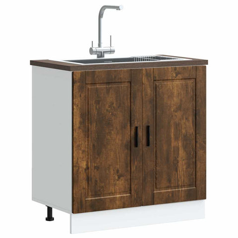 vidaXL Sink Base Cabinet "Porto" Smoked Oak 80x46x81.5 cm Engineered Wood
