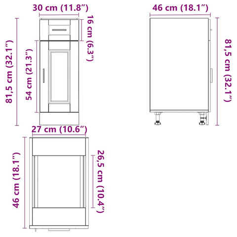 vidaXL Kitchen Base Cabinet Porto Concrete Grey Engineered Wood