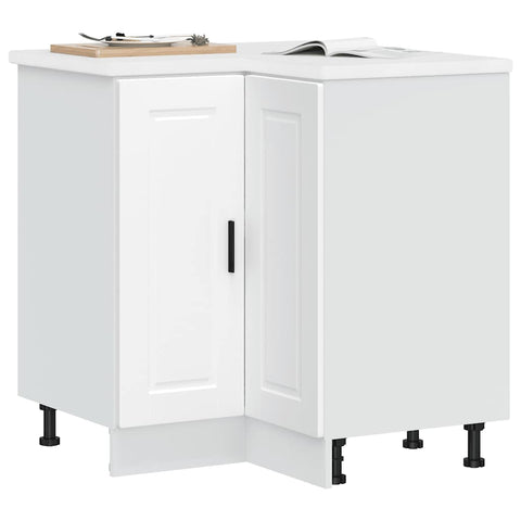 vidaXL Kitchen Corner Base Cabinet Porto White Engineered Wood