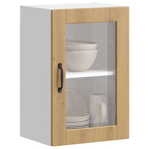 vidaXL Kitchen Wall Cabinet with Glass Door Porto Artisan Oak