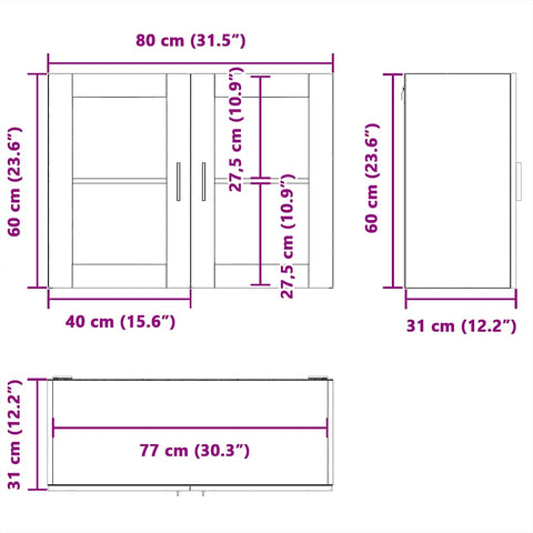 vidaXL Kitchen Wall Cabinet with Glass Door Porto Sonoma Oak