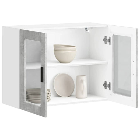 vidaXL Kitchen Wall Cabinet with Glass Door Porto Concrete Grey