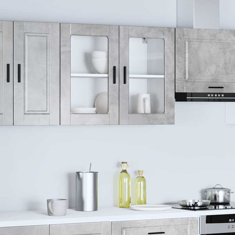 vidaXL Kitchen Wall Cabinet with Glass Door Porto Concrete Grey