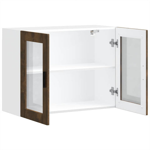 vidaXL Kitchen Wall Cabinet with Glass Door Porto Smoked Oak