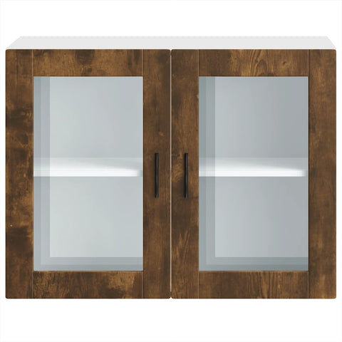 vidaXL Kitchen Wall Cabinet with Glass Door Porto Smoked Oak