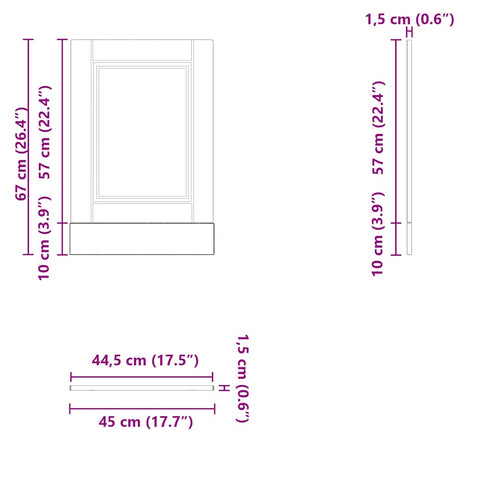 vidaXL Dishwasher Panel Porto White 45x1,5x67 cm Engineered Wood