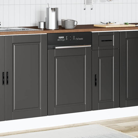 vidaXL Dishwasher Panel Porto Black 45x1,5x67 cm Engineered Wood