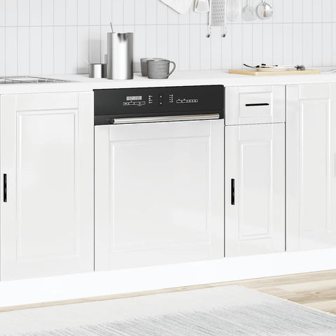 vidaXL Dishwasher Panel Porto High Gloss White 60x1.5x67 cm Engineered Wood