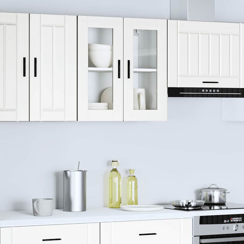 vidaXL Kitchen Wall Cabinet with Glass Door Porto White