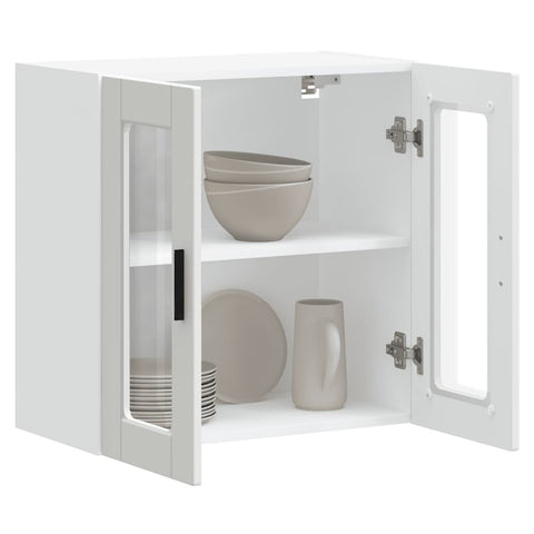 vidaXL Kitchen Wall Cabinet with Glass Door Porto White
