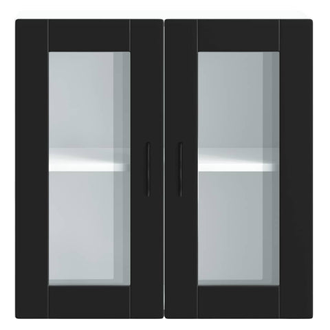 vidaXL Kitchen Wall Cabinet with Glass Door Porto Black