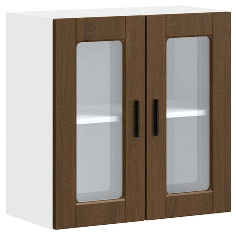 vidaXL Kitchen Wall Cabinet with Glass Door Porto Brown Oak