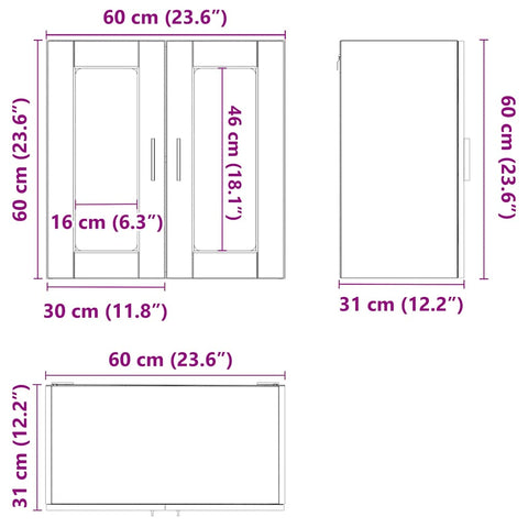 vidaXL Kitchen Wall Cabinet with Glass Door Porto Brown Oak