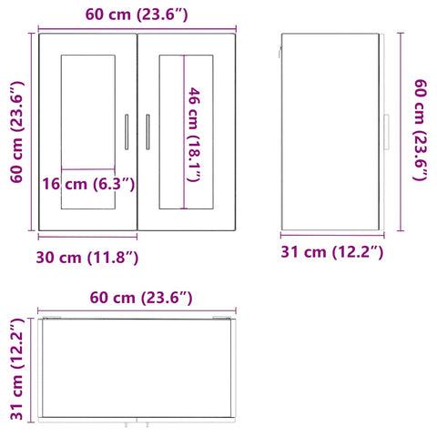 vidaXL Kitchen Wall Cabinet with Glass Door Porto Old Wood