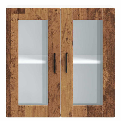 vidaXL Kitchen Wall Cabinet with Glass Door Porto Old Wood