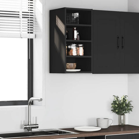 vidaXL Hanging Cabinet Riga Black 30x29.5x60 cm Engineered Wood