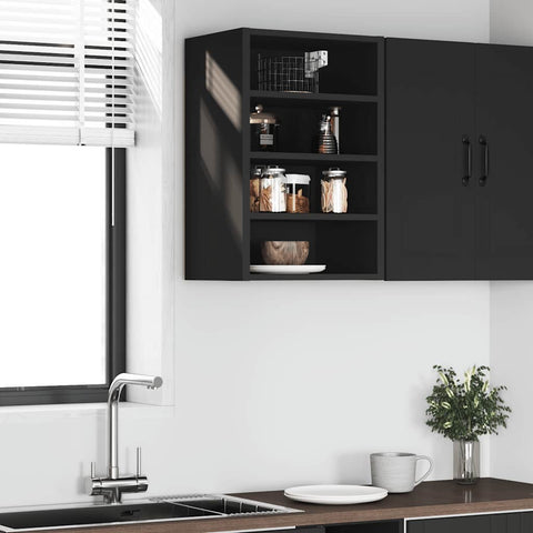 vidaXL Hanging Cabinet Riga Black 40x29.5x60 cm Engineered Wood