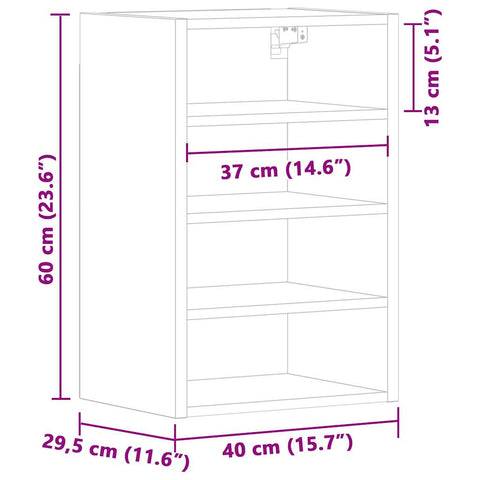 vidaXL Hanging Cabinet Riga Brown Oak 40x29.5x60 cm Engineered Wood