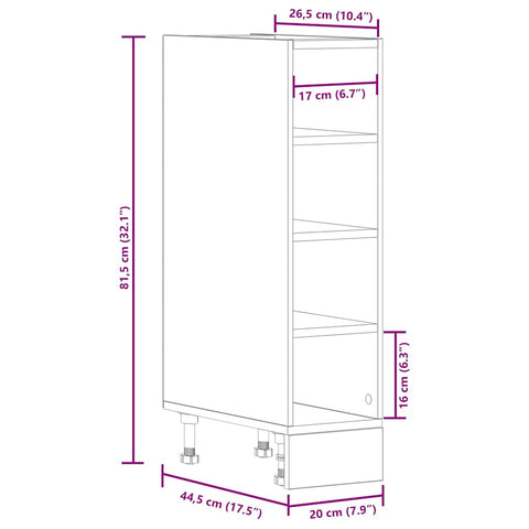 vidaXL Bottom Cabinet Riga Smoked Oak 20x44.5x81.5 cm Engineered Wood