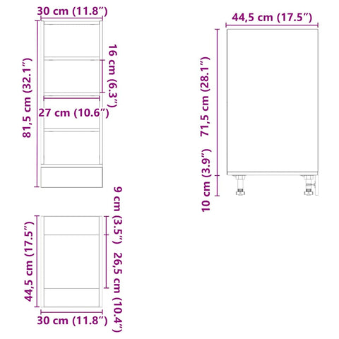 vidaXL Bottom Cabinet Riga Concrete Grey 30x44.5x81.5 cm Engineered Wood