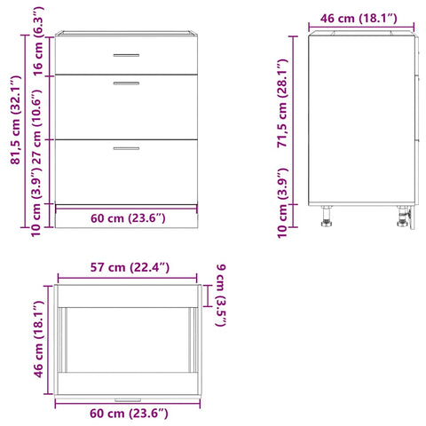 vidaXL Kitchen Base Cabinet Lyon Artisan Oak Engineered Wood