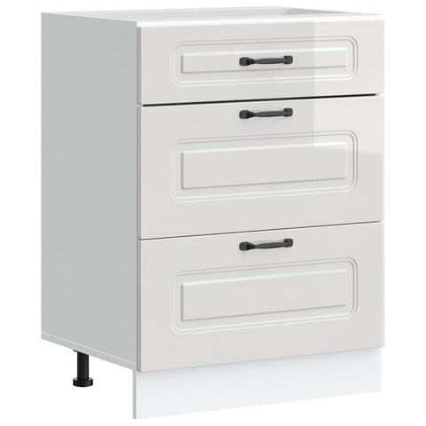 vidaXL Kitchen Base Cabinet "Kalmar" High Gloss White Engineered Wood