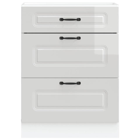 vidaXL Kitchen Base Cabinet "Kalmar" High Gloss White Engineered Wood
