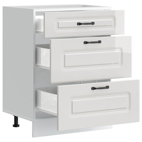 vidaXL Kitchen Base Cabinet "Kalmar" High Gloss White Engineered Wood