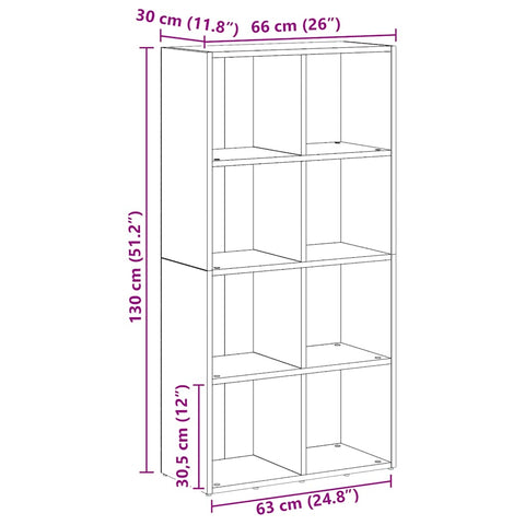 vidaXL Book Cabinet Artisan Oak 66x30x130 cm Engineered Wood