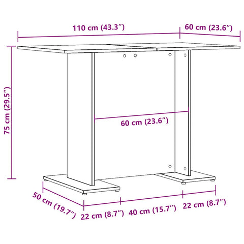 vidaXL Dining Table Artisan Oak 110x60x75 cm Engineered Wood
